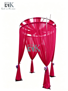Elegant Red Drape Wedding Decoration with Detachable Metal Frame - Product Image 1