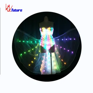 WL-0201Remote Controle Led Bikini Met Led Vlindervleugels Kostuums, Pixel Led Wings, Sexy Dance Wear Bikini