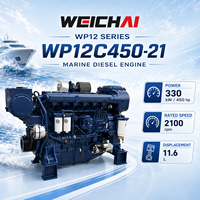 Moteur de propulsion marine WEICHAI WP12C450-21 450HP 330kW 2100RPM, moteur diesel 6 cylindres en ligne de 11,6 L pour bateau de pêche et de transport de marchandises