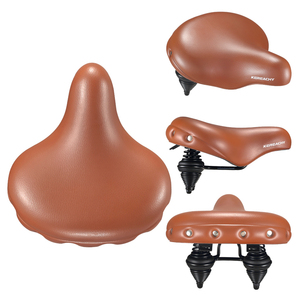 KEREACHY <span class=keywords><strong>Selle</strong></span> <span class=keywords><strong>de</strong></span> vélo électrique rétro marron épaissie, ultra-large, <span class=keywords><strong>avec</strong></span> double ressort et <span class=keywords><strong>amortisseur</strong></span>, pour vente en gros - Product Image 1