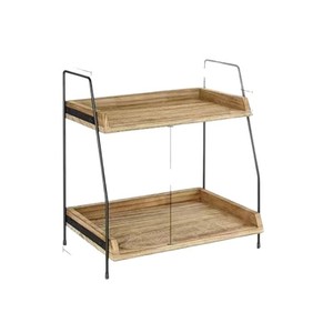 Double Layer <b>Kitchen</b> Spice <b>Rack</b> 38x19x38cm Carbonized Color For Condiments And Household Items - Product Image 5