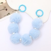 Jolie peluche moelleux boule pendentif téléphone portable chaîne à breloques mignon coloré Pom Pom boule de fourrure porte-clés sac chaîne de téléphone portable