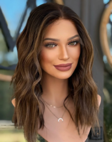 Perruque Lace Front HD sans colle pour femmes, cheveux vierges européens ondulés, couleur caramel, minuscules nœuds simples, pour perte de cheveux