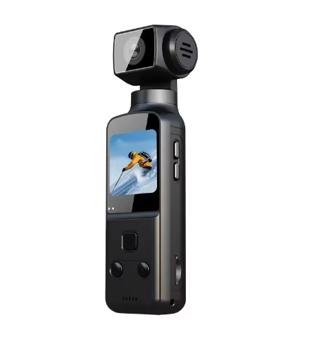 K1 4K Action Camera with External Microphone, Mini Pocket Cam 270° Rotation Body Camera for Outdoor Sport, Bike, Travel