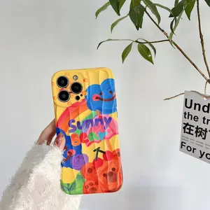 For IPhone15pro Max Colorful Doodle Bunny 14 Phone Case 13 New 12/11 Couples