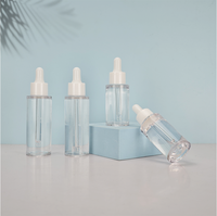 Flacon compte-gouttes vide autocollant personnalisé sérum 30ml 50ml conteneur coréen paroi épaisse plat en plastique Toner PETG emballage compte-gouttes d'huile