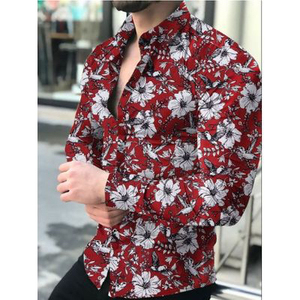 Camicia da uomo a maniche lunghe da uomo di alta qualità interamente stampata formale in stile retrò Chemise De Luxe con bottoni - Product Image 5