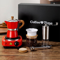 Moulin à café manuel avec logo personnalisé, boîte cadeau, cafetière moka avec réchaud, ensemble de cafetière à filtre, ensemble de cafetière, ensemble de machine à café