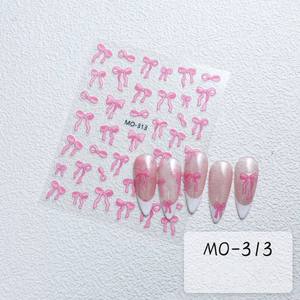 สติกเกอร์ติดเล็บลายโบว์ริบบิ้น 5 มิติ สีชมพู ลายดอกไม้ น่ารัก สไตล์คาวาอิ สำหรับตกแต่งเล็บในฤดูร้อน ดีไซน์สวยงาม ทำเองได้ - Product Image 6