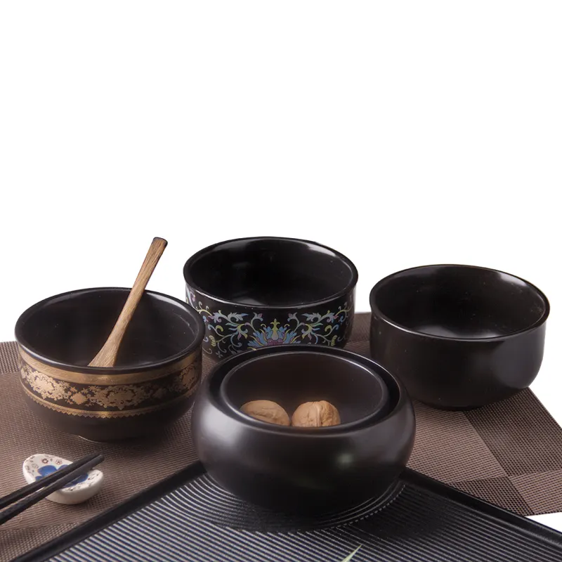 black japan style restaurant matte ceramic color serving bowls porcelain pasta ceramic mixing Soup rice bowls