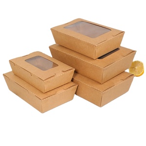 700ml High quality food paper box sweets biscuit donut kraft paper packaging box with clear window lid