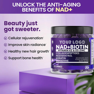 Chống lão hóa Collagen bổ sung NAD + Biotin Collagen Peptide Resveratrol Gummies Berry hương vị giúp thúc đẩy phát triển da - Product Image 3
