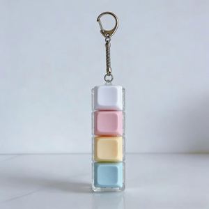 Factory Cute Design Plastic Keychains Macaron Color <b>Keyboard</b> Button With Lights Stylish Key Accessory for Backpacks & Keys Decor - Product Image 2