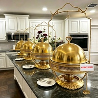 Luxe nieuw design gouden roestvrijstalen chafing dish set 8L capaciteit alcohol aangedreven spiegelpolijsten restaurant hotel
