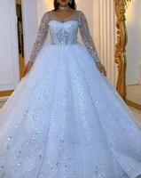 Robe de mariée africaine à manches longues | Élégante robe de bal en dentelle perlée | Robe de mariée princesse à traîne cathédrale (personnalisé 2025)
