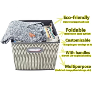 Custom Full Screen Offset Printing Non woven Storage Bins Foldable Toy stackable Storage Box for clothes