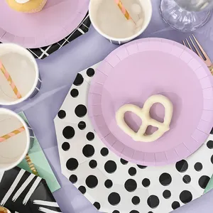 ชุดจานกระดาษรูปทรงสิบเหลี่ยมลายเรขาคณิต DAMAI สำหรับงานเลี้ยงวันเกิดเด็ก แบบใช้แล้วทิ้ง - Product Image 3