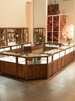 Vitrine de présentation de bijoux en bois massif avec verre trempé, style chinois, pour pierres de jade antiques, îlot central rétro, de qualité supérieure