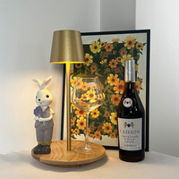 Lampe de bureau LED personnalisée en usine, 2-en-1, avec plateau en bois, à piles, variateur tactile, pour entrée et chambre à coucher