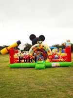 Château gonflable à tissu de Mickey Park pour enfants, joli parc d'extérieur, maison de saut en Air, roulettes de ville amusantes,