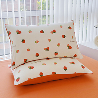 Ensemble de literie en polyester froissé imprimé fraises, 4 pièces, vente en gros