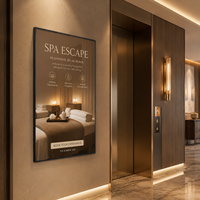 Écran publicitaire LCD commercial de 65 pouces, affichage numérique mural de luxe pour hall d'hôtel, promotionnel, à quatre bords égaux