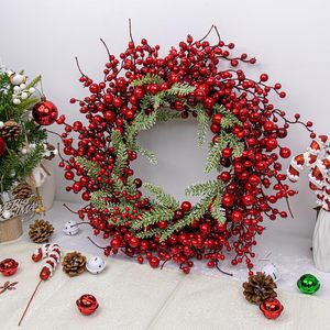 Guirlande de Noël artificielle en cèdre et cyprès, décorée de baies rouges givrées, pour ornement de Noël, cheminée, escalier, décoration de fête - Product Image 5
