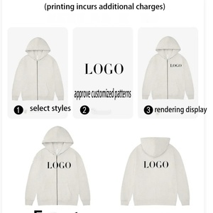 High Quality Eco-Friendly Sustainable Heavyweight Cotton Solid <b>Black</b> <b>Fleece</b> Autumn Oversized Zip-Up Hoodies Custom Logo Print - Product Image 2