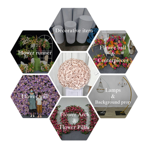 Boule de fleurs artificielle en soie rose poudré, faite à la main, pour centre de table de mariage, allée et décoration de scène - Product Image 5