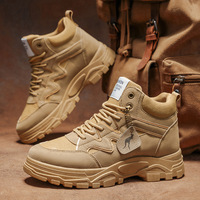 Bottes de style britannique rétro à tige haute pour hommes, grandes tailles, automne et hiver, chaussures de travail décontractées pour l'extérieur, baskets tendance
