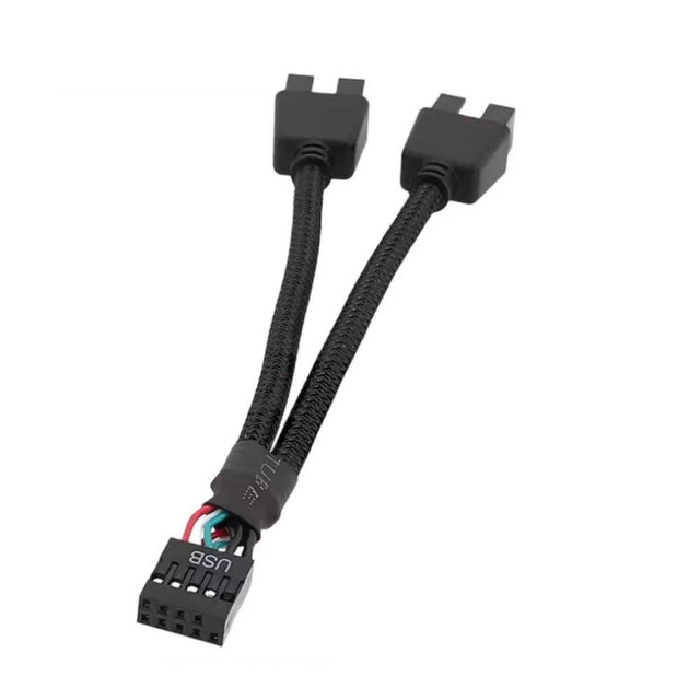 Cantell Factory Motherboard USB 2.0 9pin Header 1 to 2 Extension Hub Splitter Cable