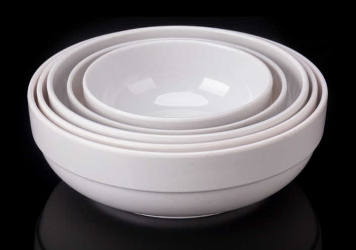 White Rice Bowl Big Dinner Bowl Melanine Plastic Bowl and Plate for Asian Restaura