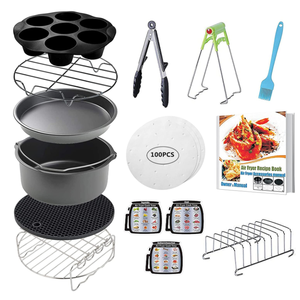 12 pièces 7 8 pouces carré gâteau pizza moule silicone tapis pan <span class=keywords><strong>air</strong></span> friteuse accessoire kit avec <span class=keywords><strong>livre</strong></span> de <span class=keywords><strong>cuisine</strong></span> sans BPA oeuf morsure moule - Product Image 3
