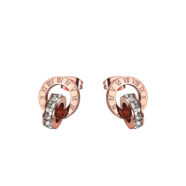 Boucles d'oreilles en forme de chiffres romains, pour unisexe, simple et rétro, en or, pur 14k 22k, vente tendance,