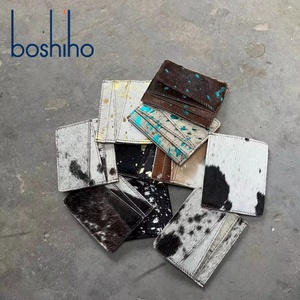 Boshiho Customized Attractive Stylish Vintage Unisex Cow Fur Leather <b>Wallet</b> ATM Credit Card ID <b>Holder</b> 3 in Button - Product Image 1