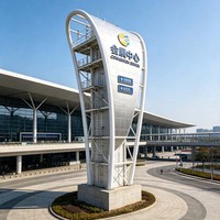 Señalización de Aeropuerto Regional con Estructura de Acero Vertical Estrecha, Indicando el Camino, Torre Marcaada con Estructura de Acero de Forma Especial
