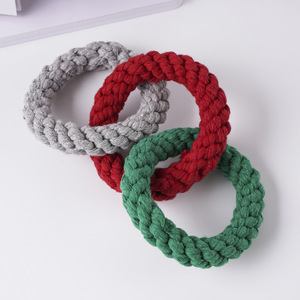 ของเล่นสุนัขแบบเชือกฝ้ายถักเป็นสามวง ทนทานสำหรับสุนัข - Product Image 3