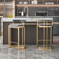 Tabouret de bar moderne de luxe, chaise haute pour îlot de cuisine, chaise de bar en métal doré