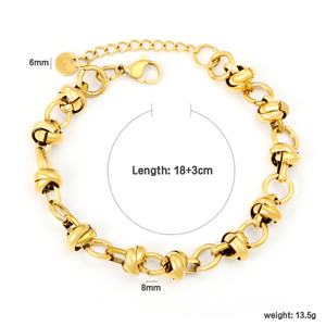 Stainless Steel Jewelry 18K PVD Gold Plated Knot Link Bracelet Twisted Loop <b>Chain</b> Textured Metal Statement Bracelets for Women - Product Image 3