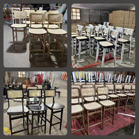 Tabourets de bar vintage modernes en bois massif, dossier haut, sans accoudoirs, avec repose-pieds, pour îlot de cuisine, comptoir, café, hôtel, restaurant