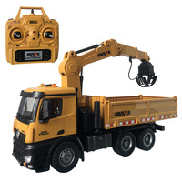 Camion grue à grappin en métal Huina 1538 à l'échelle 1:14, télécommande 2,4 GHz 4 canaux, portée de contrôle 20-30 m, batterie 1200 mAh, pour adultes et enfants, jaune