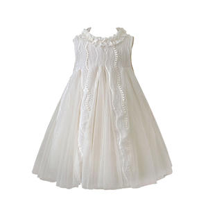 Bebé tutú primavera moda largo sin mangas fiesta princesa lindo encaje lentejuelas niña vestido de novia - Product Image 1