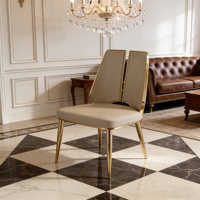 Chaise de salle à manger en cuir de luxe nordique moderne avec certification CE européenne pour hôtel, appartement, villa, école et salle de bain