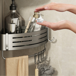 Vendita calda Multi alluminio parete adesiva staffa Rack stoccaggio doccia Caddy <span class=keywords><strong>bagno</strong></span> <span class=keywords><strong>mensola</strong></span> angolare - Product Image 3