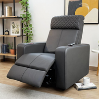 Fauteuil inclinable électrique moderne en cuir à trois places avec appui-tête matelassé multifonctionnel en bois pour cinéma maison, pour les acheteurs en gros