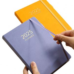 A5 Custom Soft Leather Hardcover Thermal Binding <b>Waterproof</b> Eco Friendly 80 <b>Sheets</b> 2025 Academic Agenda Planner Notebook Gift - Product Image 1