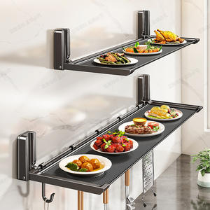 Étagère murale pliable pour cuisine 110-006, étagère de rangement multifonctionnelle pour servir des plats, aucun perçage requis - Product Image 4