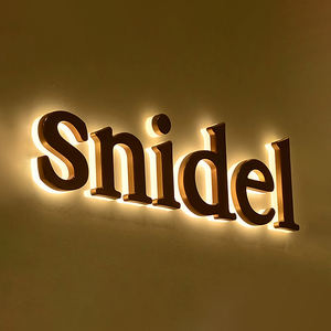 Insegna con Logo illuminato insegna in metallo spazzolato retroilluminato <span class=keywords><strong>Design</strong></span> 3D segnaletica personalizzata - Product Image 6