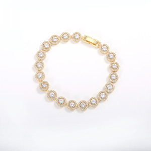 Roman Round Button Zirconium <b>Bracelet</b> <b>Copper</b> Alloy Bezel Setting Party Fashion Chain Link <b>Bracelet</b> ASL 0553Q - Product Image 5