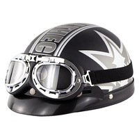 Casque de moto classique unisexe léger et ouvert, homologué DOT, pour femmes et hommes, en cuir semi-rétro vintage